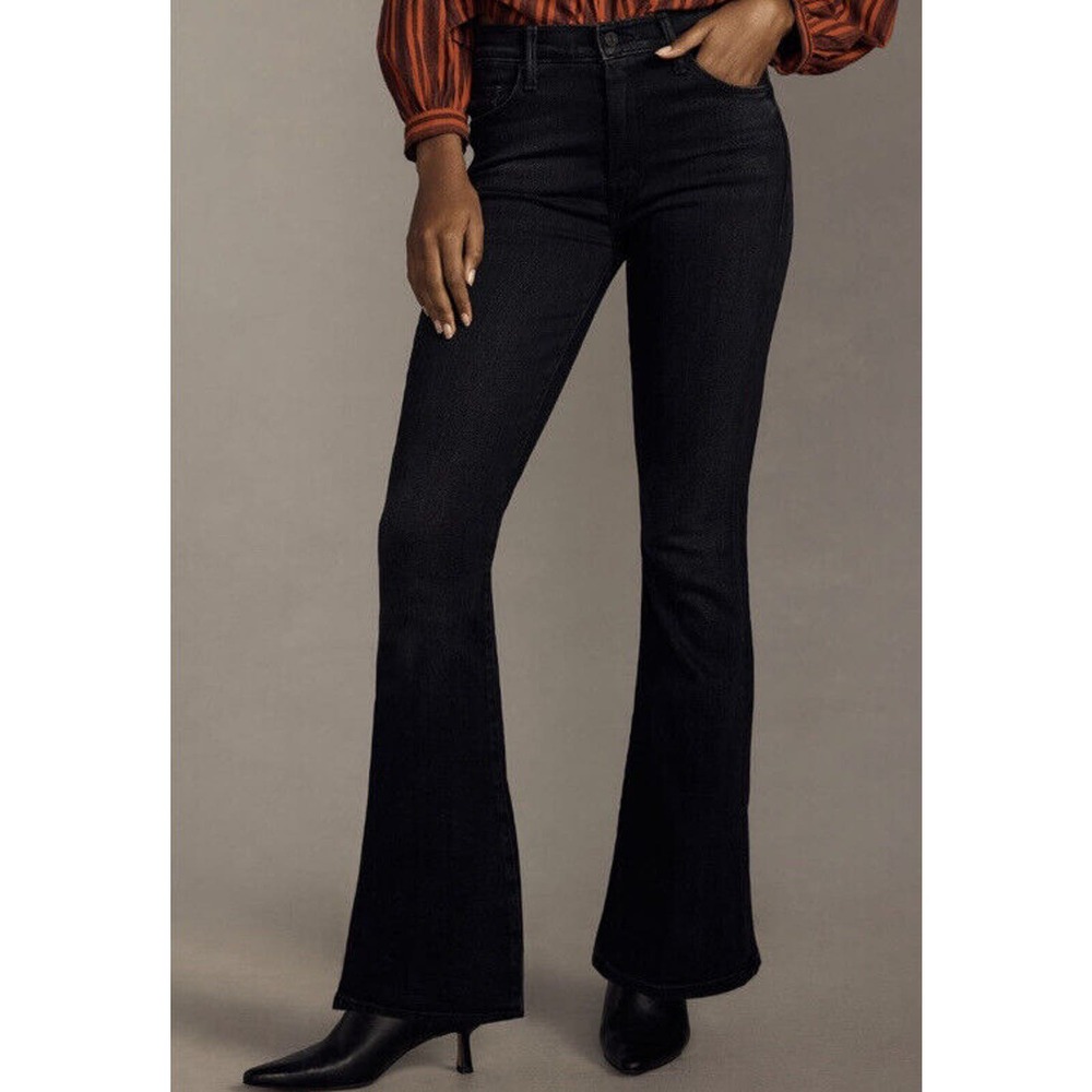 New Mother The Weekender In Deep End Size 27 Black Flare Jeans